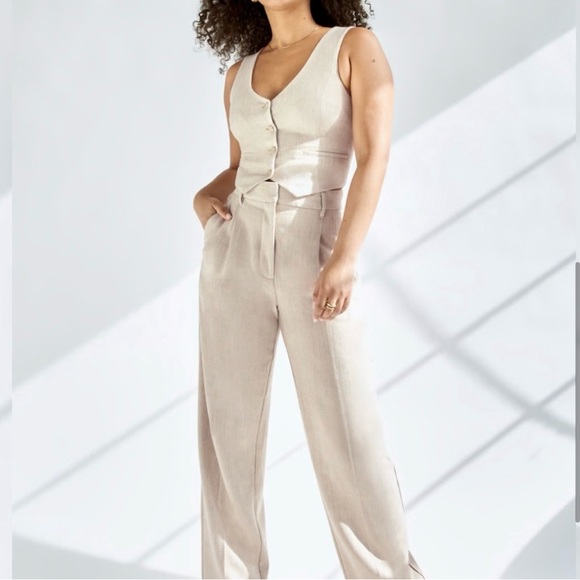 Aritzia Wilfred Desire Wool Blend Twill Suit Vest Button Preppy Academia SZ 4 - Picture 2 of 16